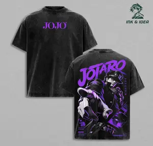 Jotaro Kujo JoJo's Bizarre Adventure Vintage Washed Oversized Anime Tee, Stardust Crusaders Graphic Shirt, Purple Aesthetic Heavyweight Cotton Streetwear, Ora Ora Unisex Manga T-Shirt, Retro JoJo Fan Gift