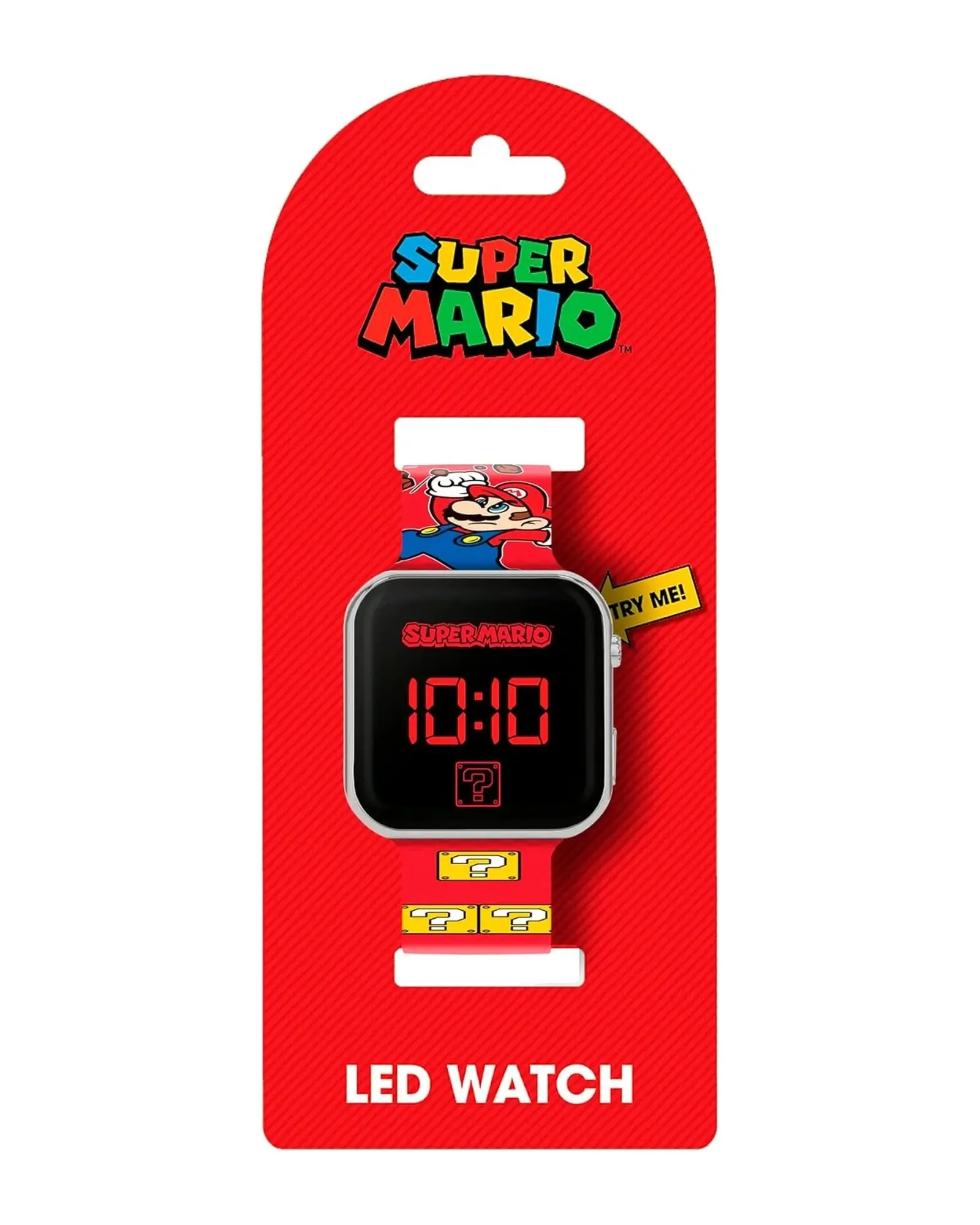 Nintendo Super Mario Printed Strap Digital LED Watch with Metallic Alloy Flashlight