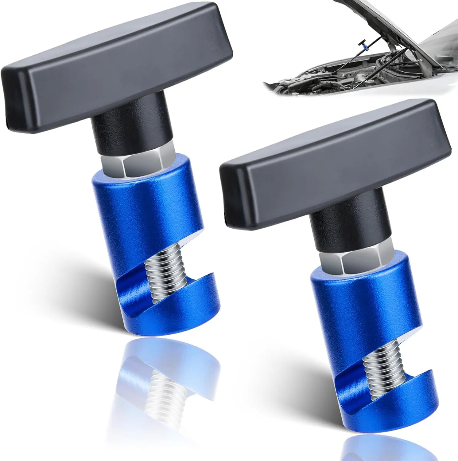 2 PCS Car Hood Prop Struts Clamp, Hood Strut Clamp, Car Lift Support Retaining Clip, 0.43 Inch Hood Lift Support Clip for Car, Automotive Tools for Tailgate Hatch Car Trunk (Blue)