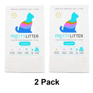 PrettyLitter Health Monitoring Cat Litter - 8lb Unscented with Odor Seal Guarantee & Multi Cat Strength, 2 Pack