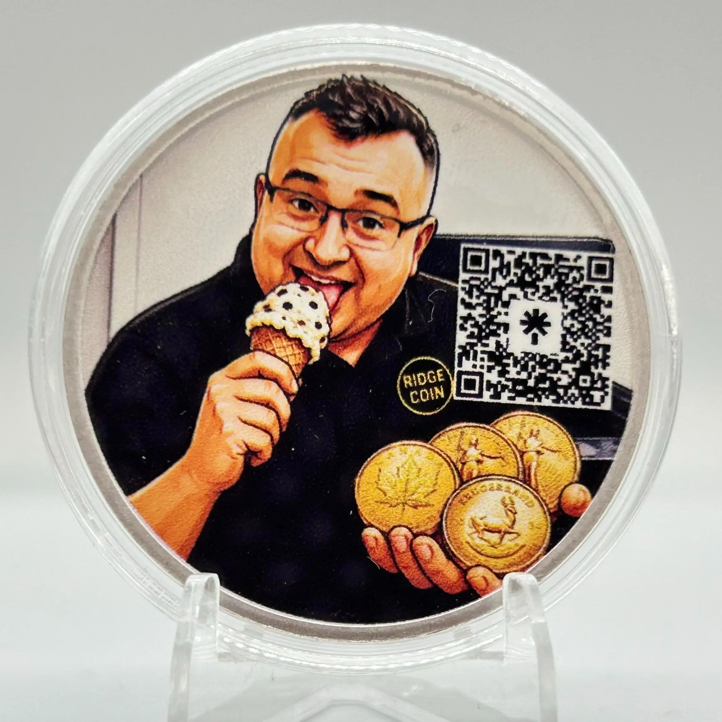 Stackin' & Snackin' , Limited edition Custom Ridge Coin 1 Oz Silver Bullion Round