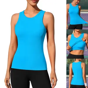 ATTRACO Women's Seamless High Neck Workout Tank Top with Built-in Bra & Removable Padding for Yoga & Gym Training