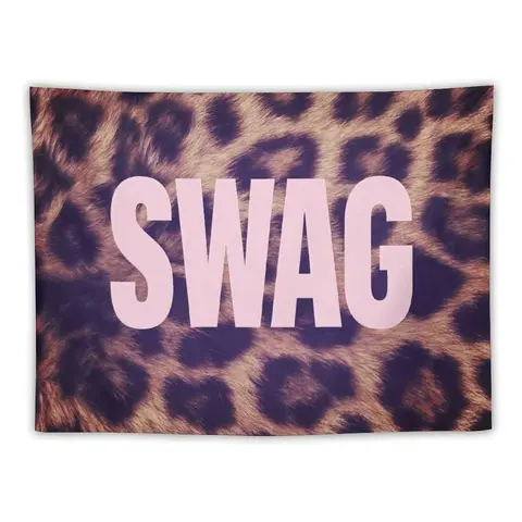 Leopard Print Pink Durable Decorative Tapestry - Y2K Street Style Synthetic Wall Hanging with Bold Slogan, Machine Washable, Modern Living Room Wall Decor, Casual Masquerade Graduation Gift for Teens
