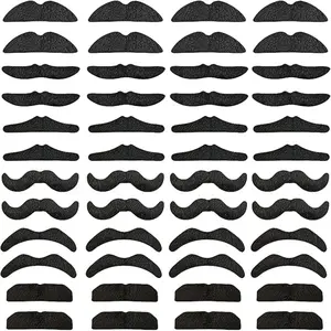 48 pcs Novelty Fake Mustaches, Mustache Party Supplies, Novelty Artificial Mustaches for Birthday, Halloween, Party Supplies, Masquerade