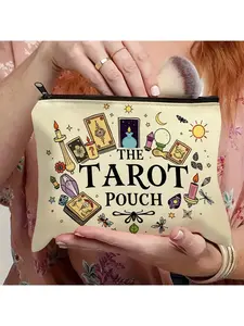 Enigmatic Card Pouch - Intriguing Gift Pouch, Colorful Artwork, Zodiac Symbol Pattern, Jewelry Organizer - Unisex Adult Items, Sturdy Zipper Fastening, Bag