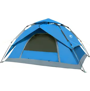 Night Cat 2-3 Person Instant Popup Camping Dome Tent, 2-Layer Oxford Fabric Weatherproof Glamping Tent with Footprint Tarp, Portable Canopy, Rainfly, Easy Automatic Setup for Camping, Hiking