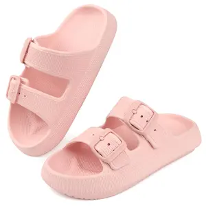 2026 Girl New Home Decor Bathroom Indoor Anti slip Lightweight Fashion Couple's Solid Color One Word Slippers