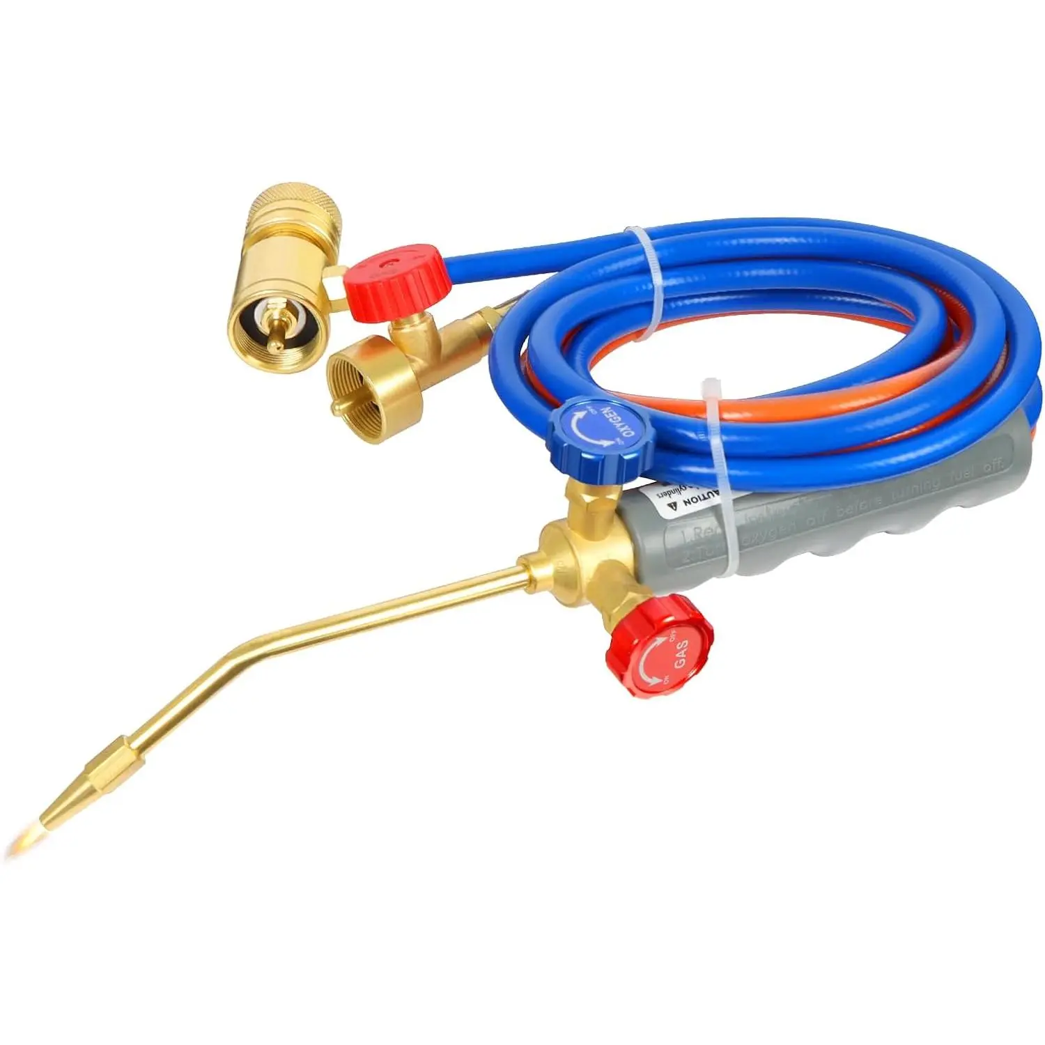Brass & Stainless Steel Brazing Torch Kit - MAPP Gas & Propane Compatible, with Precise Valves & Rust Resistance, Up to 3000℃, for Arts and Crafts, HVAC, Glass Work (Skilled DIY Users)