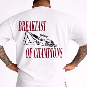 [SALE] Breakfast Of Champions Shirt, Funny Mens Graphic Tee, Bachelor Party Gift, Sarcastic Back Print, Dark Humor Oversized Shirt For Him
