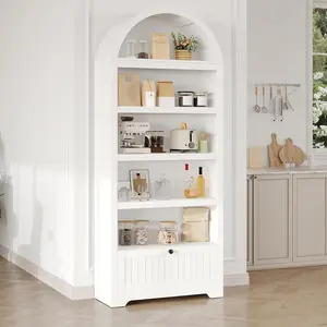 72" Arched Storage Cabinet, 6-Tier Kitchen Storage Cabinet with Drawer, Freestanding Organizer for Dining Room, Living Room & Kitchen