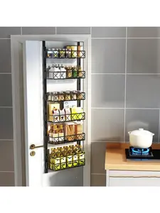 Gaomon Multifunctional Metal Steel 6-Tier Adjustable Over-The-Door Spice Organiser, Spacious Hanging Storage Baskets for Kitchen Pantry, Bathroom