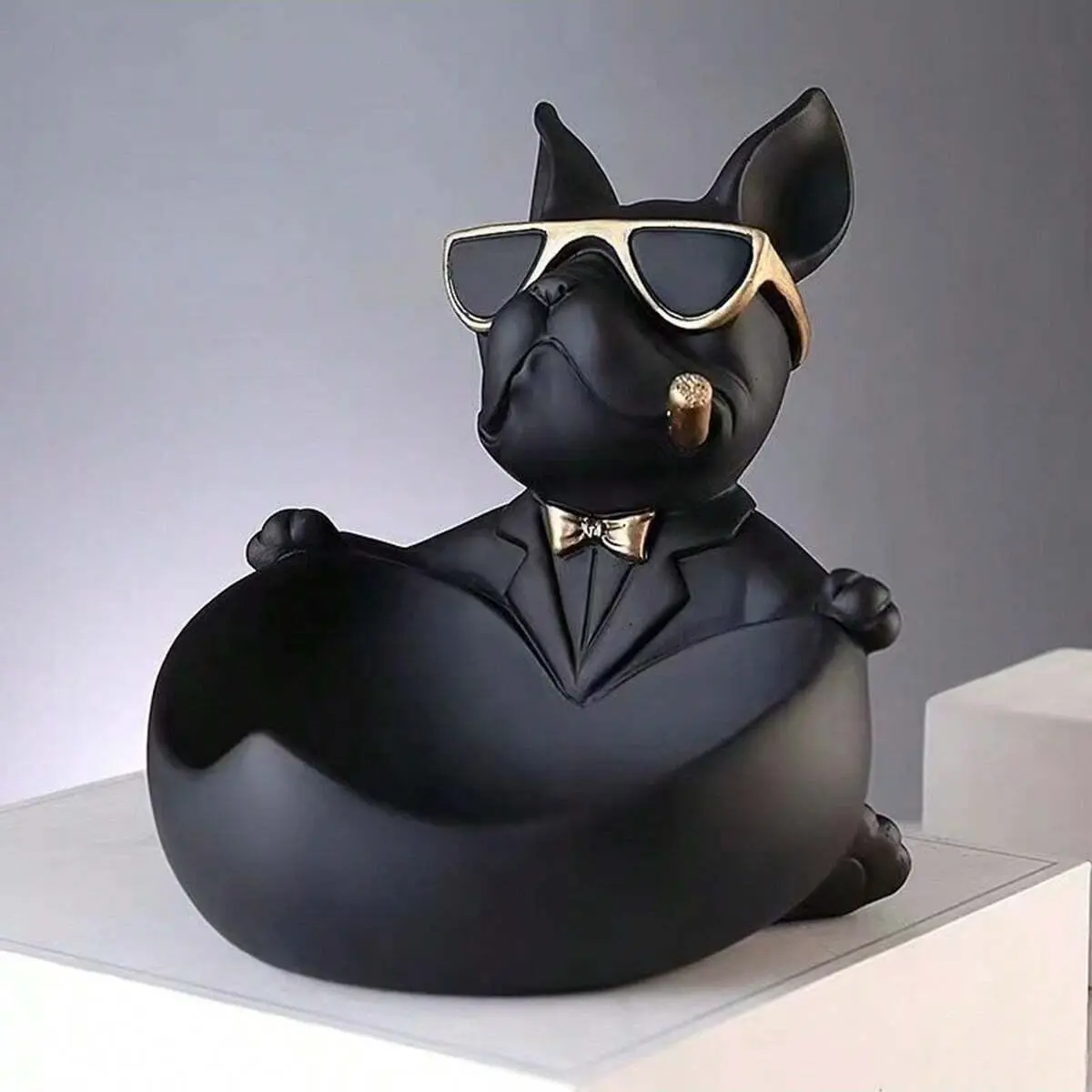 Fashionable Bulldog Design Storage Decoration, Resin Decoration, Family Entrance Key Tray, Living Room Sideboard Decoration, Suitable for Home, Office