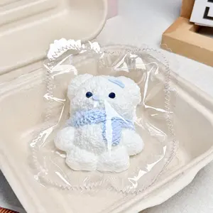【Buy 3 get 1 free】Blue Scarf Bear taba squishy Food-Grade Silicone Slow-Rising Rebound Squishy Fidget Toys for Stress Relief - Soft Squeeze Toys with Thick Creamy Slime Texture, Handmade Non-Toxic Sensory Toys Rubber