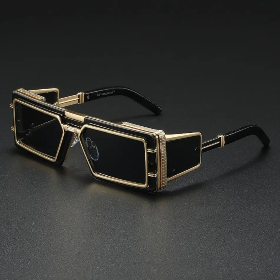Edgy Rectangular Sunglasses for Men & Women, Futuristic Metal Frame with Cut-Out Accents - Lightweight Durable & Trendy Casual UV400 Eyewear, Lightweight Durable Sunglasses, Trendy Casual Sunglasses