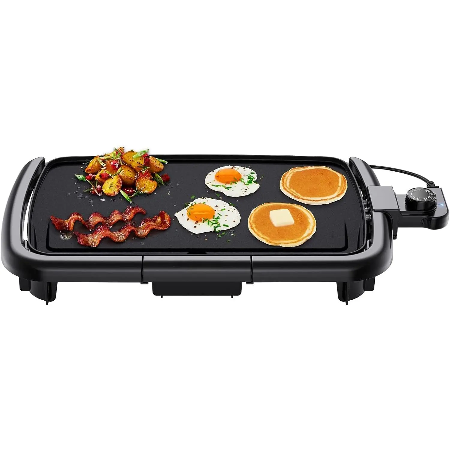 Electric Universal Griddle Compact Flat Top Grill (9.8 x 15.7 inch), Removable Adjustable Temp 200-420°F Control, Nonstick Surface, Dishwasher Safe, Slide-Out Drip Tray, Extra Burger & Egg Space, Extra Space For Burgers And Eggs