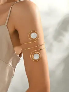 1Pc Boho Vintage Adjustable Arm Ring, Dual Spiral Layered Bracelet, Elegant Party Accessory, Perfect for Weddings, Festivals, Gifts