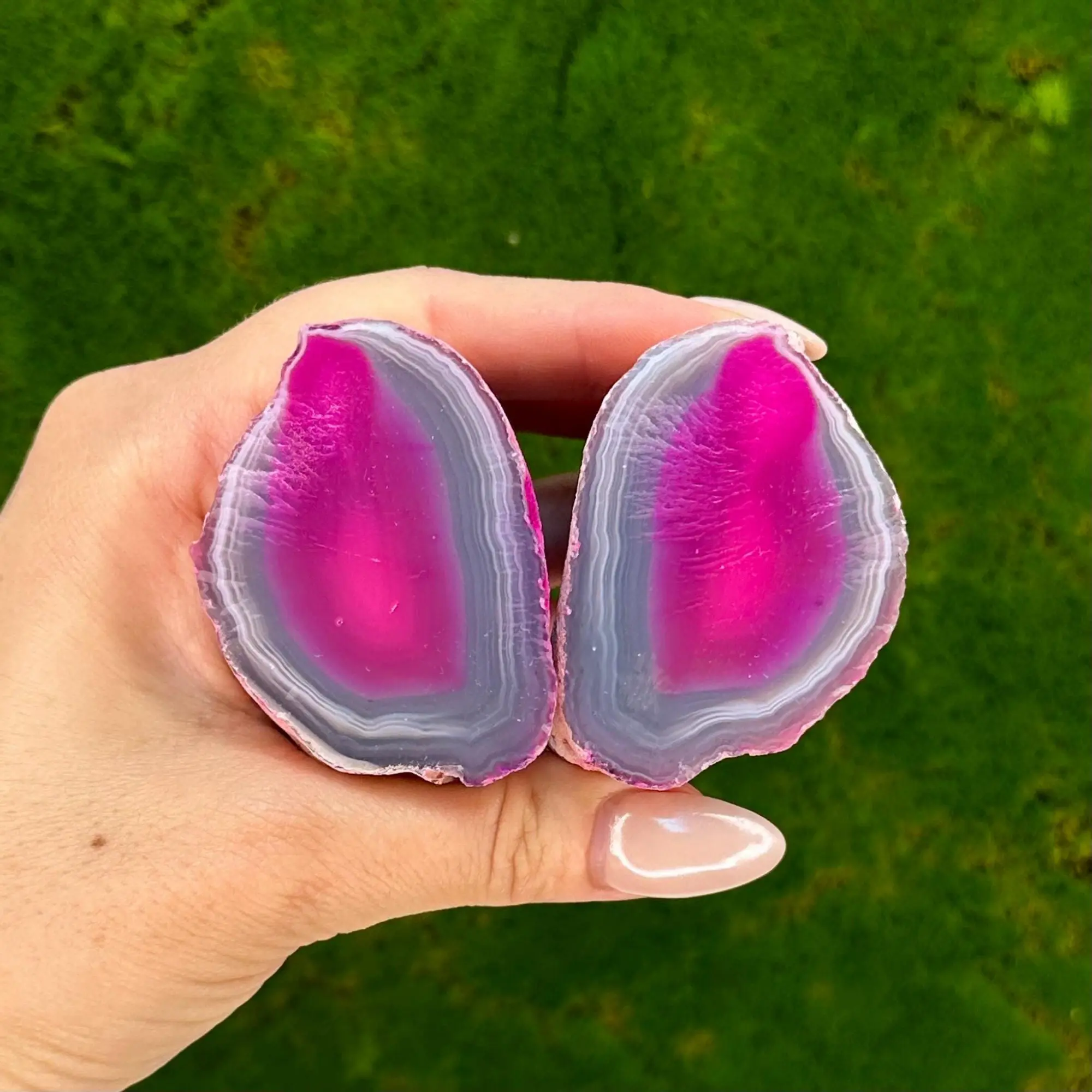 Agate Geode Deep Pink Polished & Dyed | Great Quality From Brazil