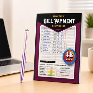 Family Budget Planner & Bill Tracker - English Paper Office Stationery, Personal Organiser for Home Finance Management, Household Expense List & Overview Multi-Month Notebook