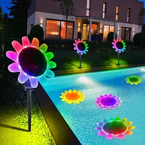 Solar Floating Pool Light Sunflower Lamp with Remote Control, 8 Lighting Modes, Timer, Ipx7 Waterproof, Indoor Swimming Pool, Bathroom& Spas