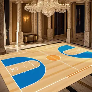 Basketball Court Pattern Floor Mat, Non-slip Floor Carpet, Decorative Area Rug for Home Living Room Bedroom, Home Decor
