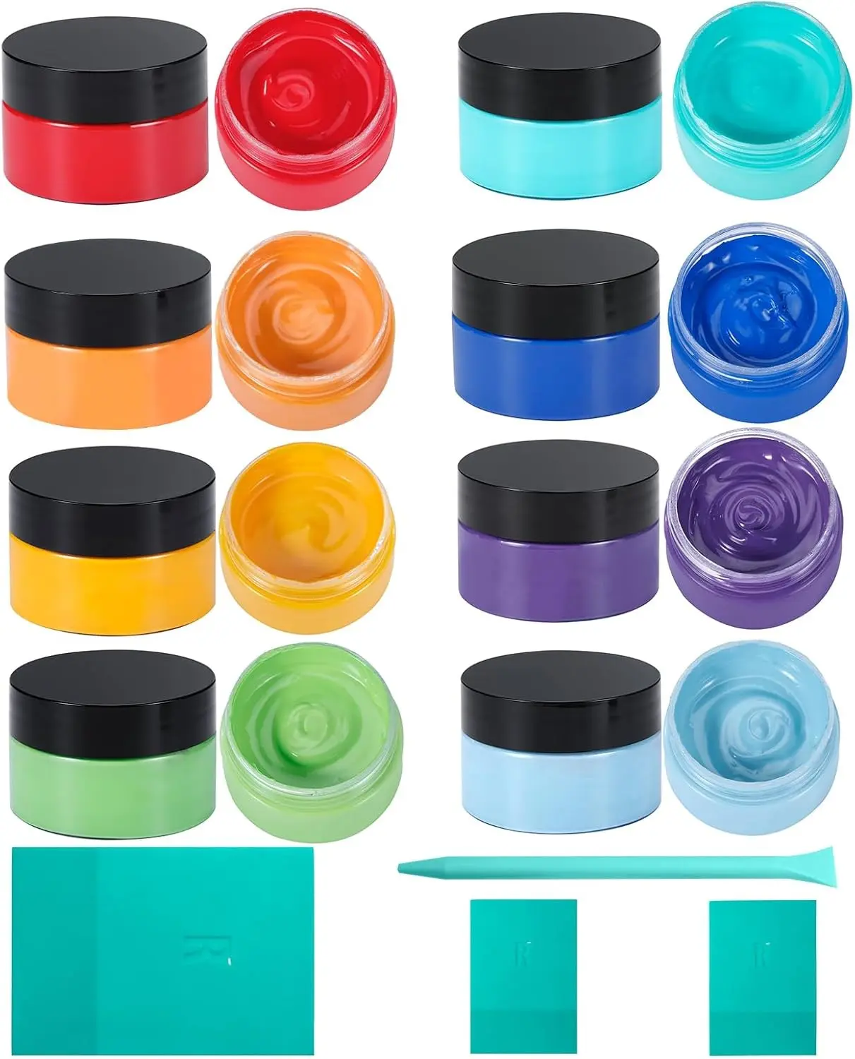 8PCS Chalk Paste Kit with 3 Chalk Paste Squeegees, 8 Colors Screen Printing Ink for Stencils, Reusable Self-Adhesive Silk Screen Stencil Paint Starter Kit for Craft DIY, Home Decor & Chalkboard