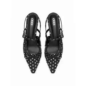 Cider POINTED TOE  BOWKNOT DECOR POLKA DOT  KITTEN HEELS