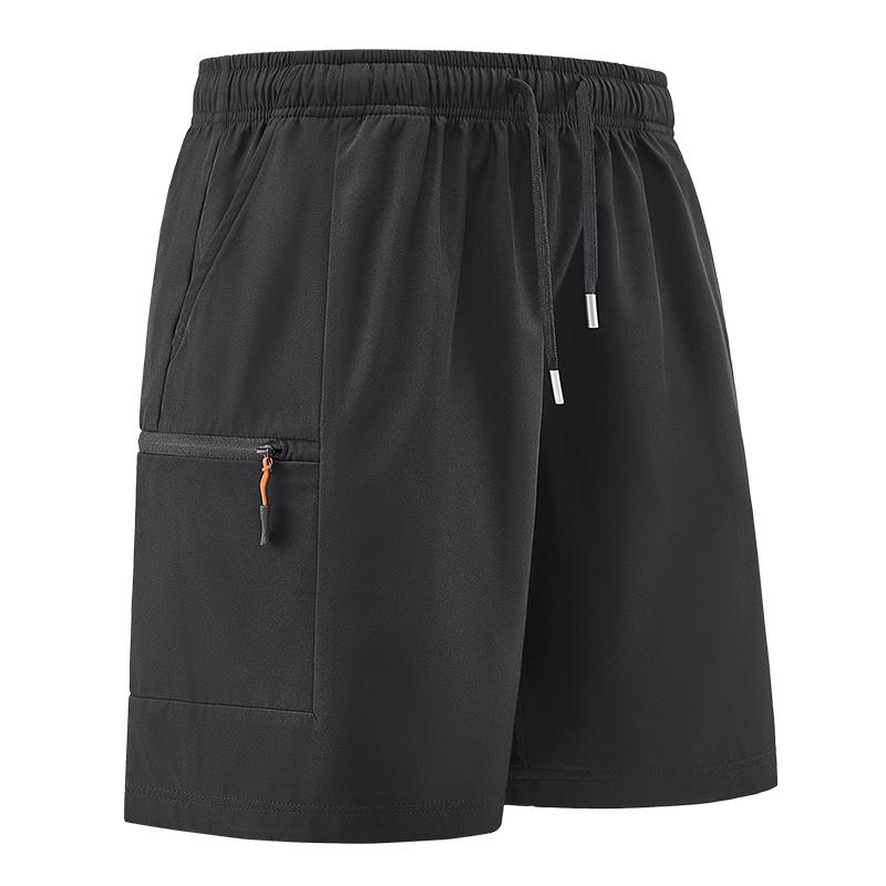 Men’s athletic shorts—comfortable, soft, warm, breathable casual mid-length shorts available in multiple colors, featuring zippered pockets and a drawstring design, made from slightly stretchy fabric, suitable for summer outdoor sports and fitness activit