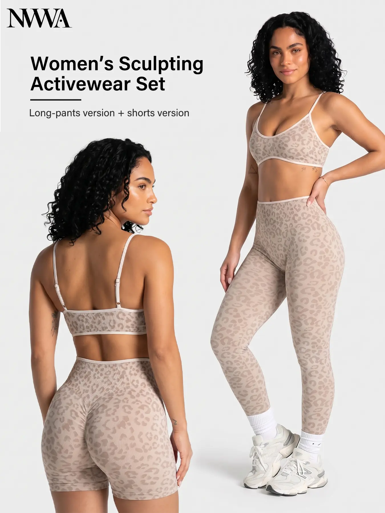 Women's 2-Piece Quick Dry Stylish Wear Set - Leopard Bra & Above-the-Knee Biker Shorts, Contrasting Colors, Seamless Thin Straps, Matching Summer Gym Outfit, Women's Clothing