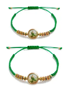 2pcs Fashionable Boho Style Adjustable Strap Braided Bracelet, Saint Patrick's Casual Plant Pattern Design Braided Bracelet for Women & Men, Fashion Accessories for Daily Wear & Party, Religious Jewelry Gift