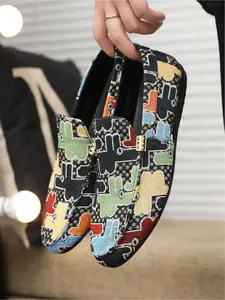 Unisex Durable Jacquard Loafers: Wear-Resistant Jacquard Upper, Anti-Slip Sole, Easy Slip-On. For Year-Round Styling/Daily Trips