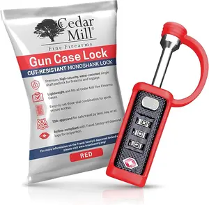 Cedar Mill TSA Recognized Cut-Resistant MonoShaft Rubber Sleeve Hard Case Lock Red