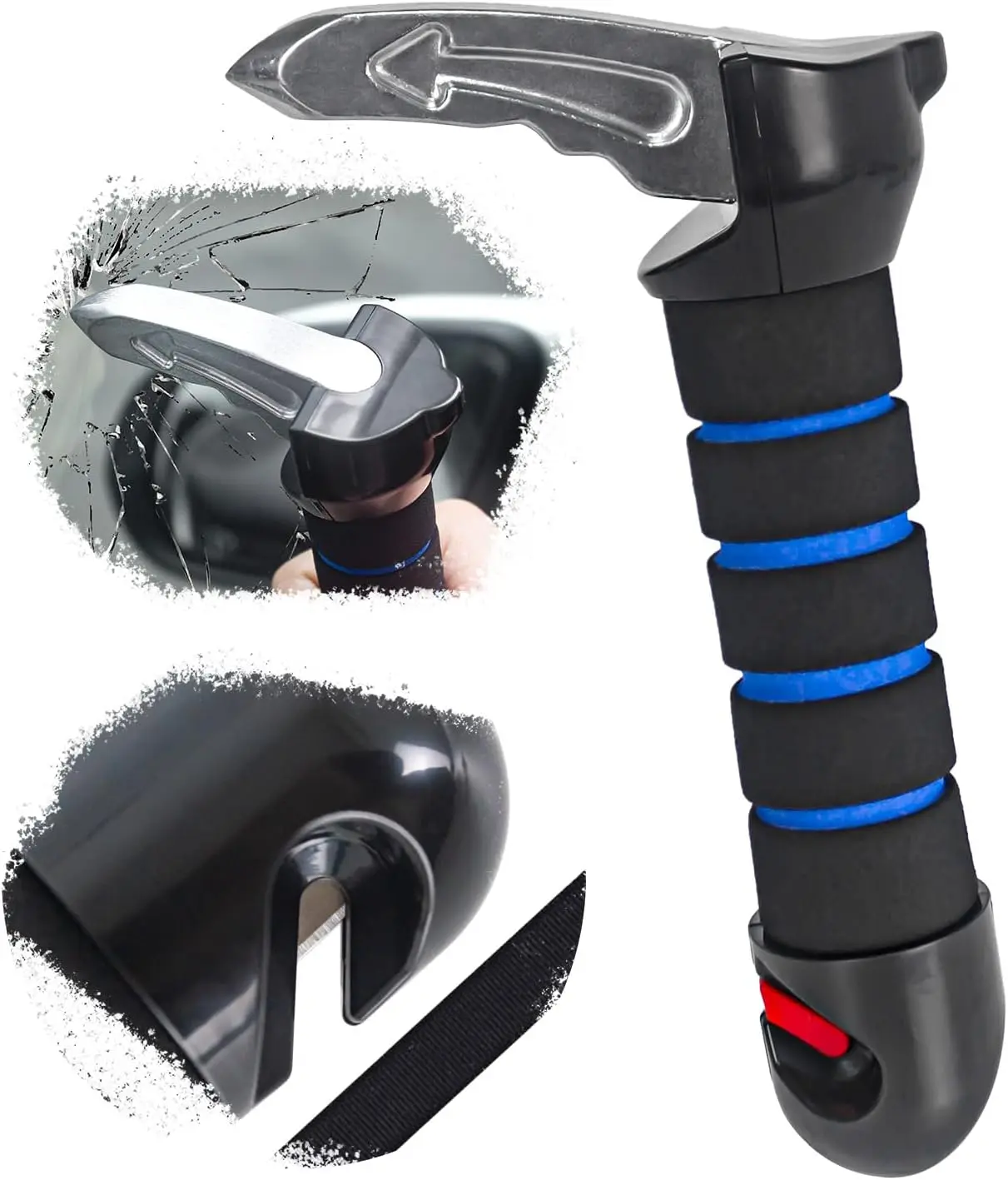 Automotive Vehicle Car Door Assist Support Handle - Adjustable Multifunctional Anti-Rust Latch Bar with Durable Ergonomic Comfortable Foam Rubber Grip for Seniors (Blue, Black) Hardware Accessory