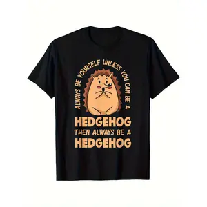 'S & 'S Short Men's Short Sleeve T-Shirt with Funny Hedgehog Transformation - Casual Round Neck Tee Suitable for All- Wear, Machine Washable & Dry Cleanable, Comfortable Everyday Outfit Essential for Men