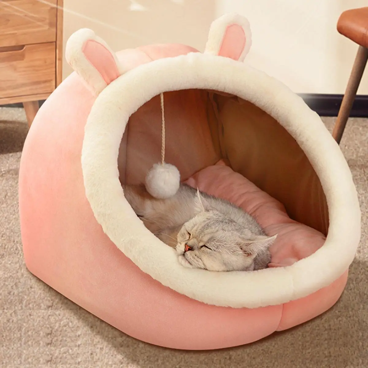 Cat Bed, 1 Count Cute Rabbit Shaped Pet Bed, Pet Sleeping Bag, Pet Supplies for Indoor Outdoor Use (It is Recommended to Take One Size Larger)