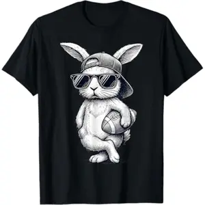 Summer t Shirts Bunny American Football T-Shirt for Men, Funny Rabbit Graphic Tee Short Sleeve Casual Holiday Top