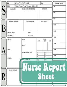 SBAR Nurse Report Sheet Notebook: Nurse Brain Sheet: Advanced Assessment Report Of The Icu Patient, Great Nursing Student Appreciation Journal Gift(Size 8.5" x 11" inch, 110 Pages).