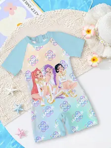 Girls' one-piece swimsuit "K-pop Girl Group Summer New Style" with gradient background + girl group prints, unique and eye-catching, fully enhancing the summer water-playing atmosphere~ Unique Design