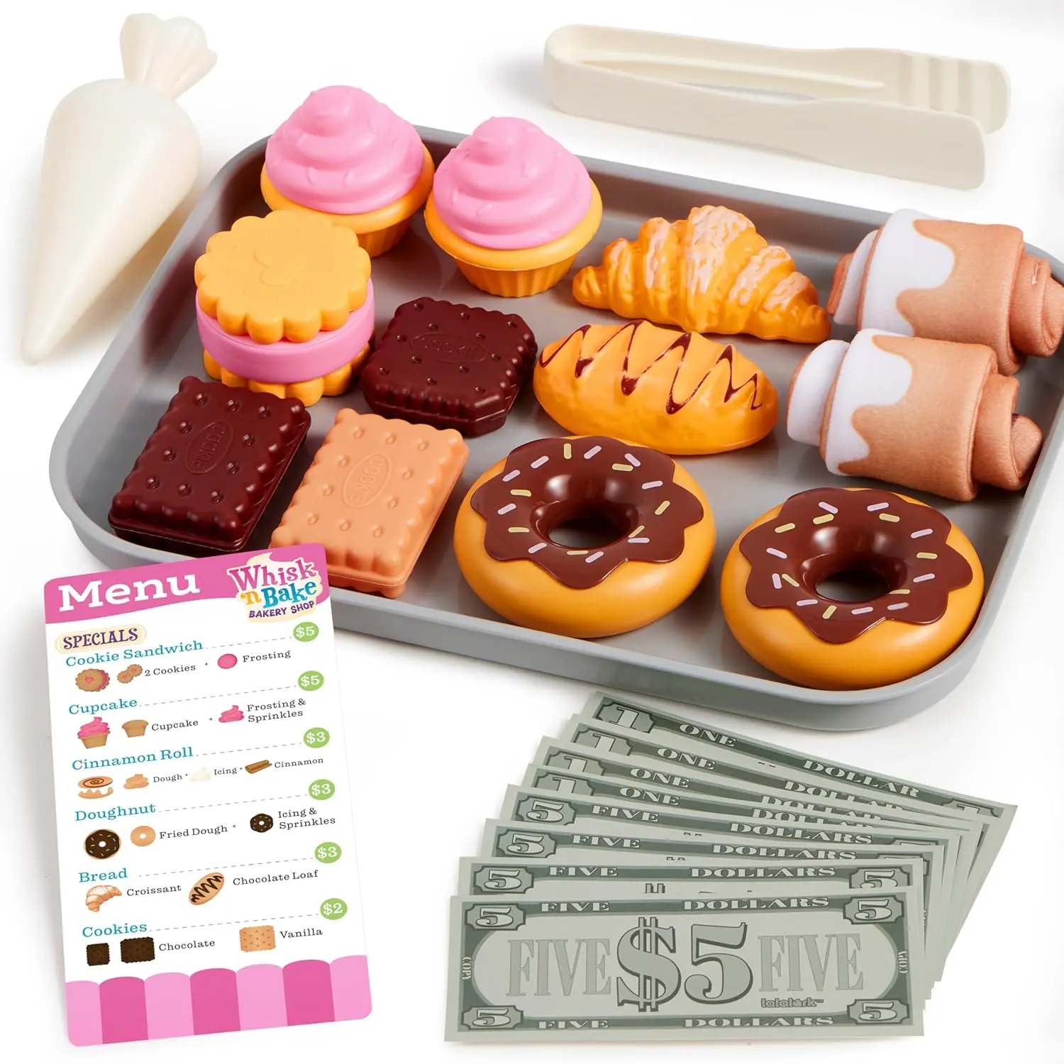 Halloween Fall Gift Cookie Play Food Set, Toddler Pretend Toys, 17 PCS Kitchen Toy Food Sets with Plastic Cookies for Boys and Girls, Birthday Gift for Kids