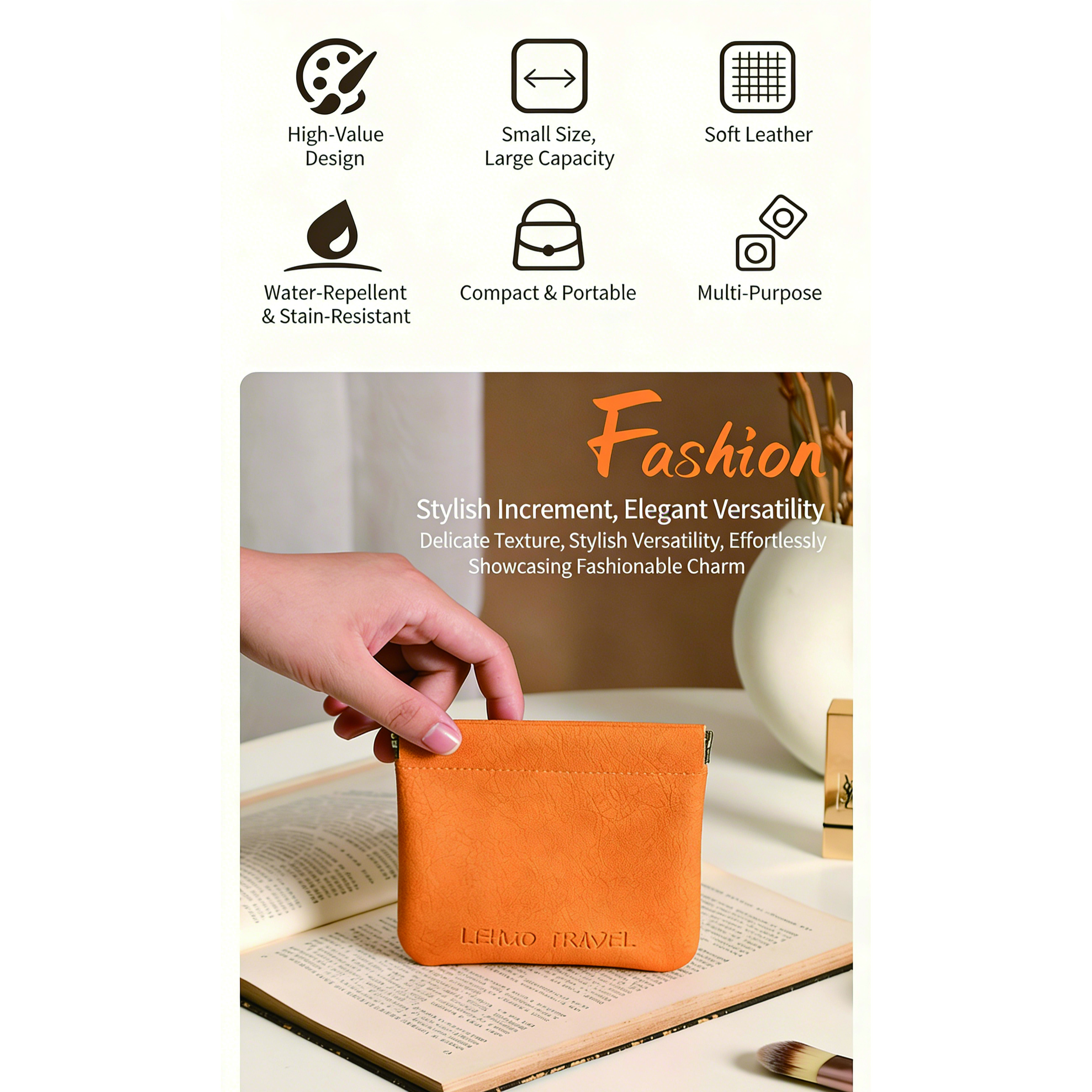 Minimalist Storage Pouch, Versatile Lipstick Bag, Mini Solid Color Carry-On Bag