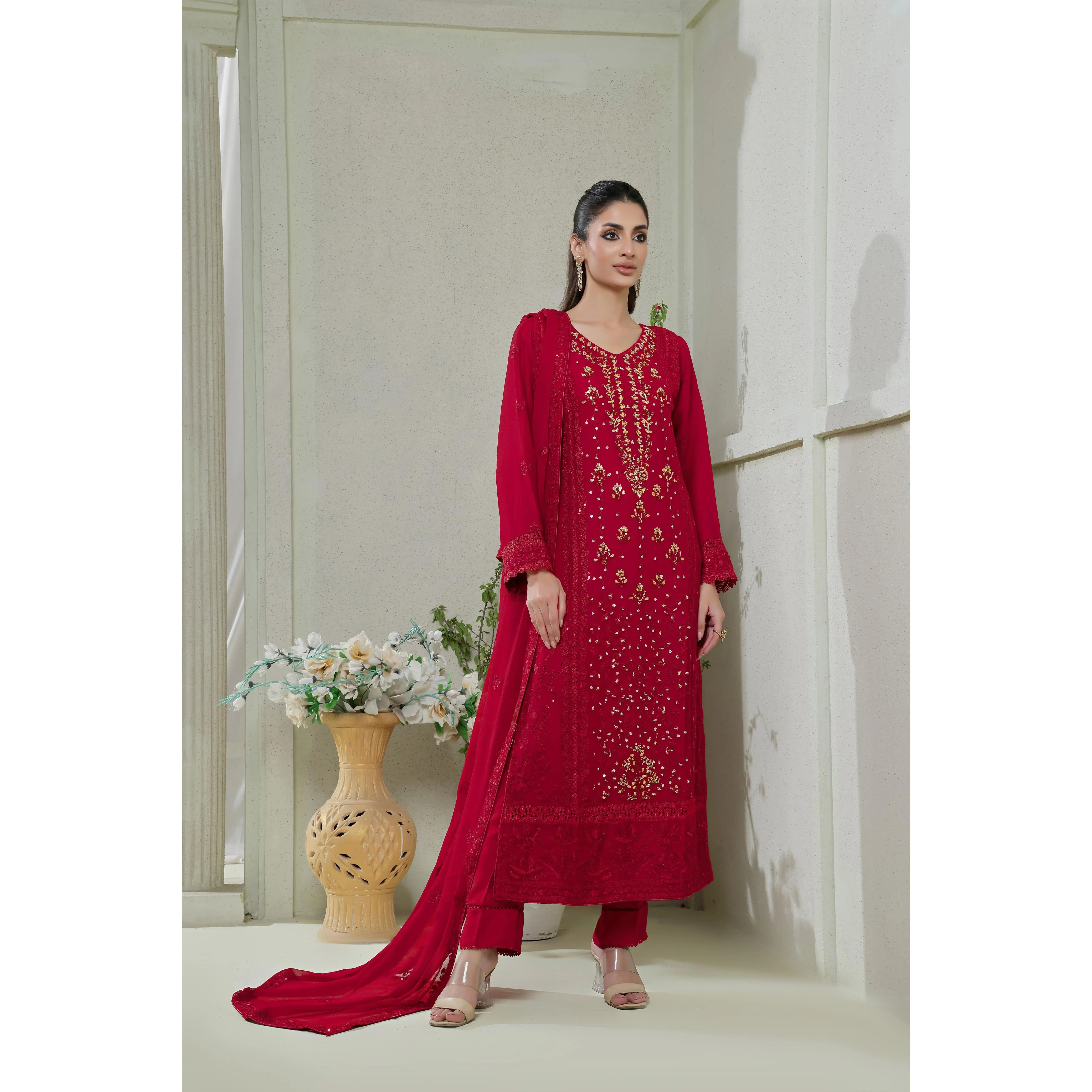 Wardah Uzair - 05092504 - 3 Piece Embroidered Chiffon