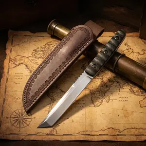 1PC, high-quality outdoor knife, straight knife, one-piece steel design, sharp and durable, fixed blade, non slip handle, comfortable grip, suitable for outdoor or kitchen use, men's gift, with knife cover
