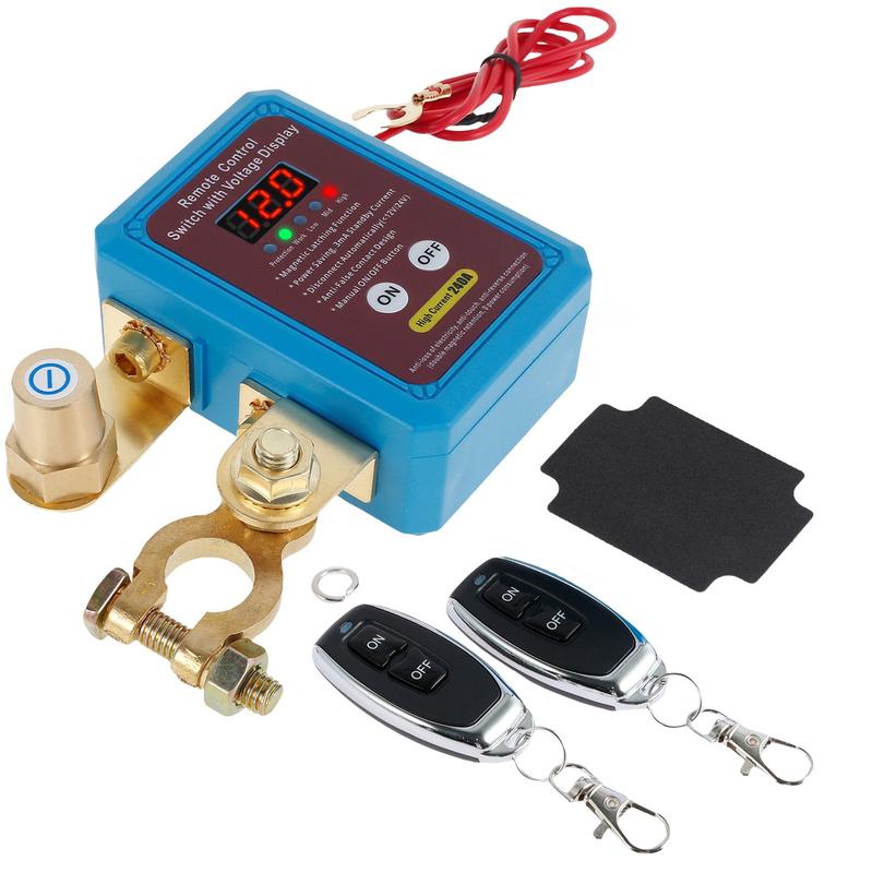 Remote Battery Disconnect Switch 12V 240A, Upgrade Smart Voltage Car Kill Switch Anti-Theft, Prevent Battery Drain, Remote Battery Kill Switch for Car, Truck, RV