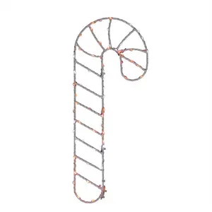 Celebrations 9096175 15 in. LED Light Window Hanging Decor, Red & White Candy Cane Silhouette Festive Decoration