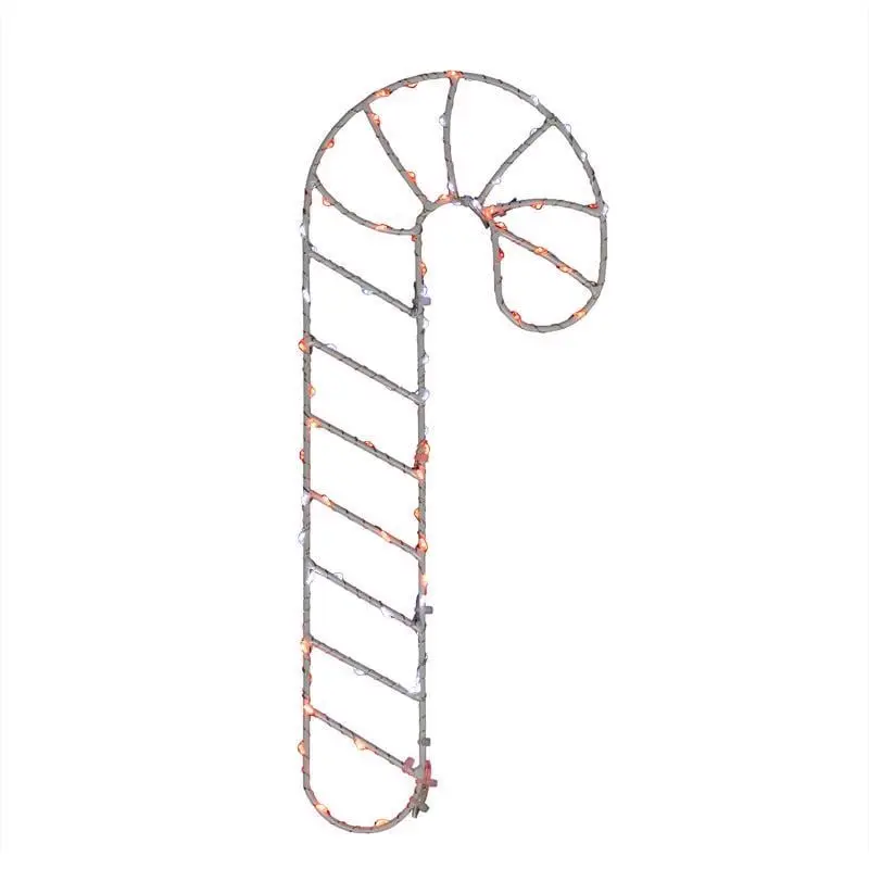 Celebrations 9096175 15 in. Light-Up LED Red & White Candy Cane Silhouette Window Hanging Decor, Double-Sided Outdoor Safe Festive Decoration to Brighten Up Your Window