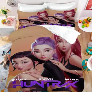 K-Pop girl group themed printed duvet cover set, Christmas and Easter printed bedding, a must-have for bedrooms, hotels, and dormitories, soft, comfortable, and warm all winter - machine washable, minimalist style.