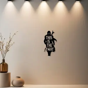 Housewarming Gift 1pc Mandalorian "This Is The Way" Metal Wall Decor, Statue Mural, Modern Home Decoration with Finish - Ideal Gift for Christmas, Thanksgiving, Wedding, New Home Gift, Metal Wall Art, Decorative Artwork