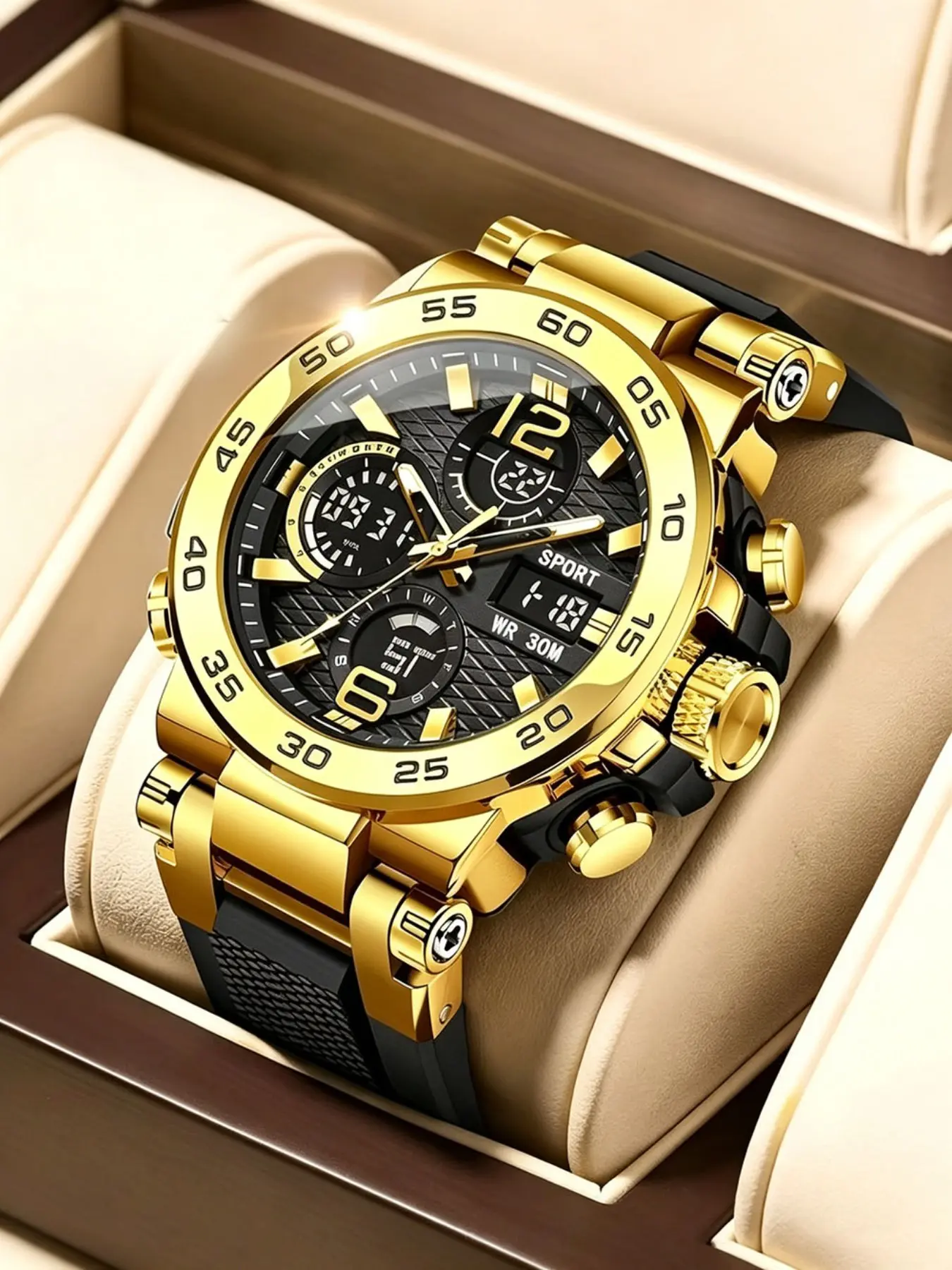 Stylish Dual Display Large Dial Multifunctional Sports Smartwatch, Round Dial Watch, Analog Quartz Watch, Casual Style, All Seasons, Button Cell Battery