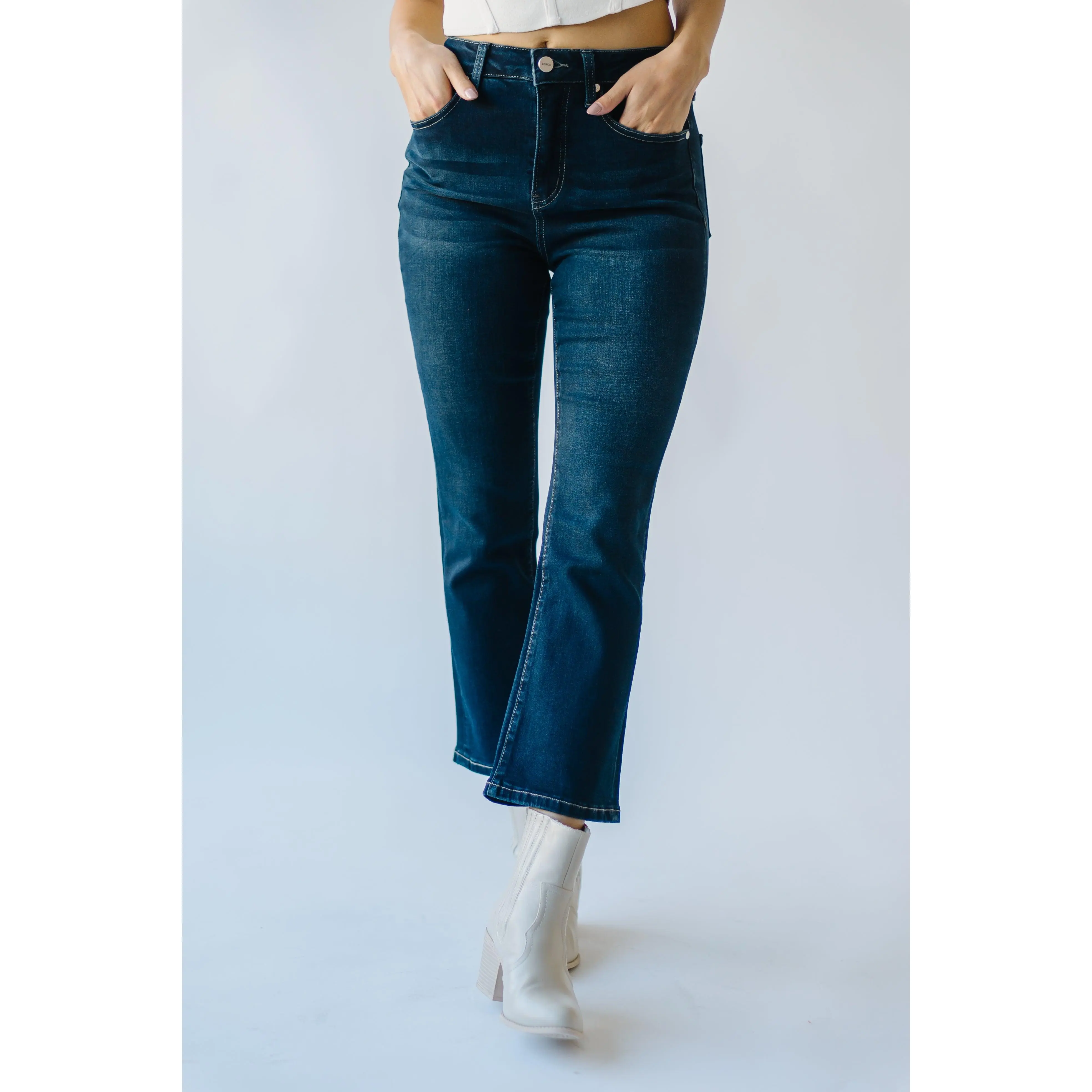 The Ballwin High Rise Bootcut Jean in Dark Blue