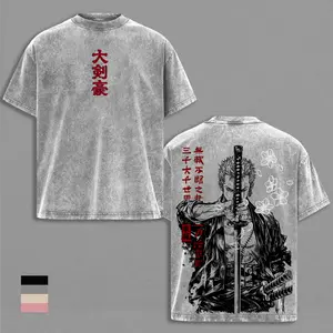 Zoro Tee Washed - Vintage OnePie's Anime Shirt Roronoa Zoro Graphic Tee Vintage Washed T Shirt Unisex Streetwear Santoryu Anime Tee Three Sword Style Shirt Anime Clothing Gift for Anime Lovers Fans Apparel