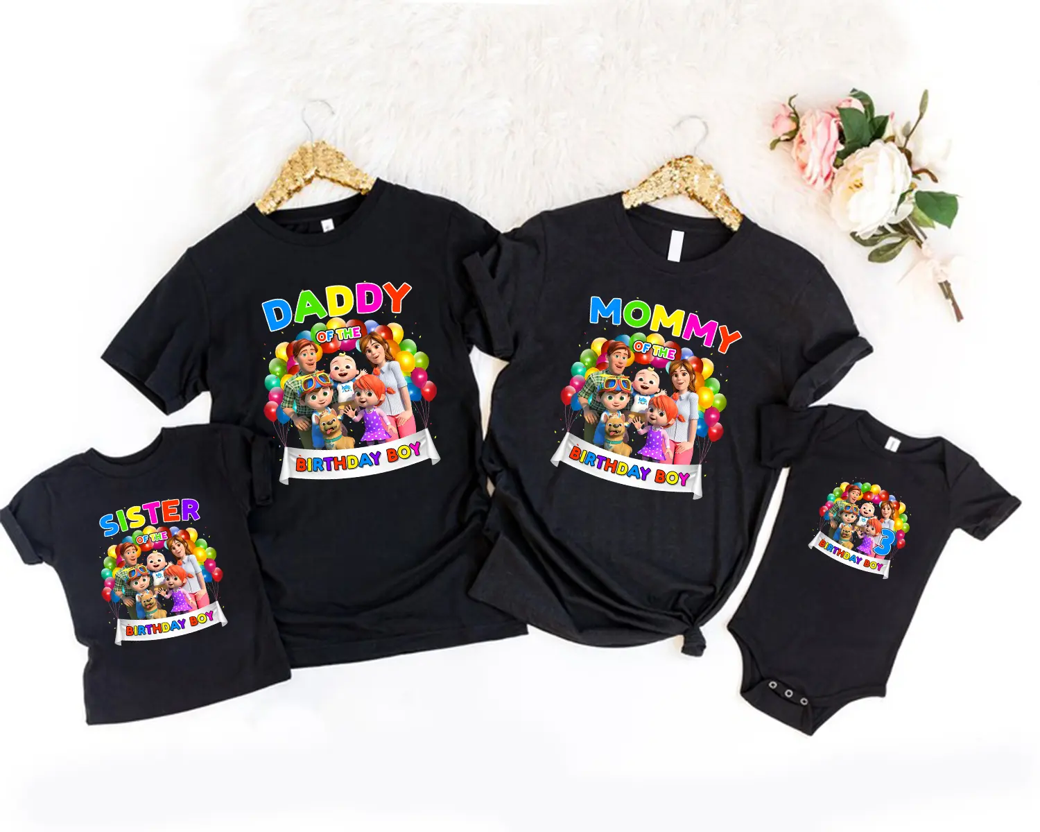 Personalized Birthday Coco-melon Birthday Boy Cocomelon Family Cocomelon Party Family Matching T-Shirt